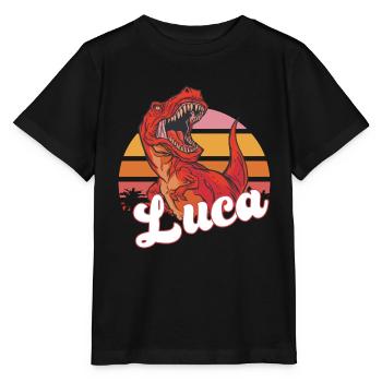 LUCA - Beau nom de garçon avec T-REX Dino - T-shirt bio MINI CREATOR Stanley/Stella Enfant - noir - Devant - Mikhail (115cm)