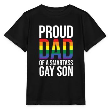 Proud father of a smart-ass gay man - Stanley/Stella MINI CREATOR Kids’ T-Shirt - black - Front - Mikhail (115cm)
