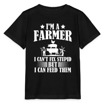 I'm a farmer, I can't cure stupidity - Stanley/Stella MINI CREATOR Kids’ T-Shirt - black - Front - Mikhail (115cm)