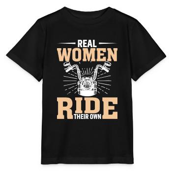 Real women riding their own biker - Stanley/Stella MINI CREATOR Kids’ T-Shirt - black - Front - Mikhail (115cm)