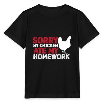 Mon poulet a mangé mes devoirs - T-shirt bio MINI CREATOR Stanley/Stella Enfant - noir - Devant - Mikhail (115cm)