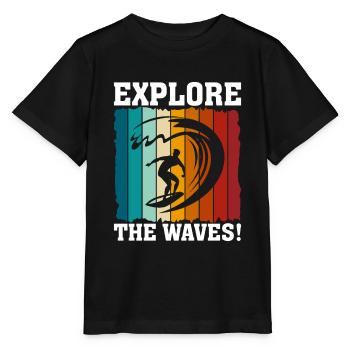 Erkunde die Wellen! - Stanley/Stella Kinder T-Shirt MINI CREATOR  - Schwarz - Vorne - Mikhail (115cm)