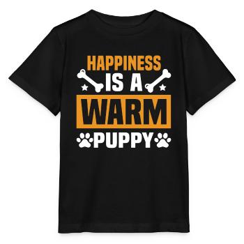 Le bonheur est un chiot chaleureux. - T-shirt bio MINI CREATOR Stanley/Stella Enfant - noir - Devant - Mikhail (115cm)