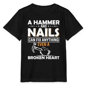 Ein Hammer und Nägel können alles reparieren, auch ein kaputtes - Stanley/Stella Kinder T-Shirt MINI CREATOR  - Schwarz - Vorne - Mikhail (115cm)