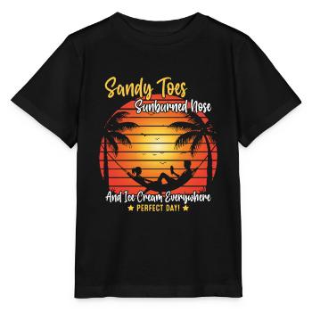 Sandy toes, sunburned nose, and cream everywhere - Stanley/Stella MINI CREATOR Kids’ T-Shirt - black - Front - Mikhail (115cm)