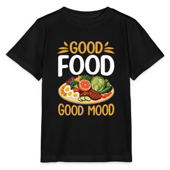 Bonne bouffe = Bonne humeur. - T-shirt bio MINI CREATOR Stanley/Stella Enfant - noir - Devant - Mikhail (115cm)