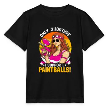 Nur das "Schießen" befürworte ich: Paintballs! - Stanley/Stella Kinder T-Shirt MINI CREATOR  - Schwarz - Vorne - Mikhail (115cm)