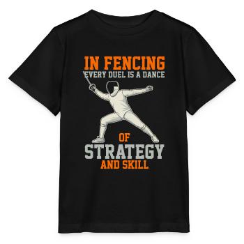Im Fechten ist jedes Duell ein Tanz der Strategie und des Kampfes. - Stanley/Stella Kinder T-Shirt MINI CREATOR  - Schwarz - Vorne - Mikhail (115cm)