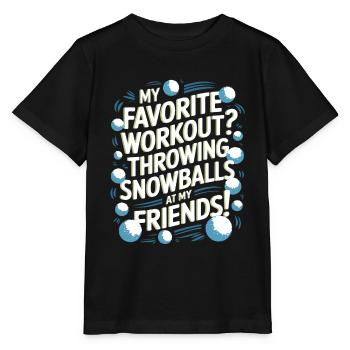 Mon entraînement préféré ? Lancer des boules de neige sur ma frite - T-shirt bio MINI CREATOR Stanley/Stella Enfant - noir - Devant - Mikhail (115cm)