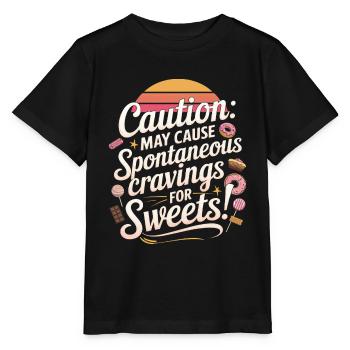 Attention : Peut provoquer des envies spontanées de sucreries - T-shirt bio MINI CREATOR Stanley/Stella Enfant - noir - Devant - Mikhail (115cm)