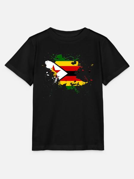 Simbabwe Flagge als Farbklecks - Stanley/Stella Kinder T-Shirt MINI CREATOR - Schwarz