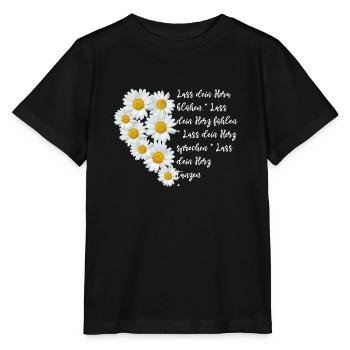 Lass dein Herz blühen, Margeriten - Stanley/Stella Kinder T-Shirt MINI CREATOR  - Schwarz - Vorne - Mikhail (115cm)