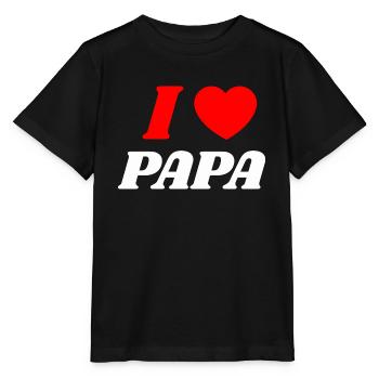 I love Papa - J'aime Papa - T-shirt bio MINI CREATOR Stanley/Stella Enfant - noir - Devant - Mikhail (115cm)