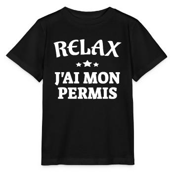Relax - J'ai mon permis (White) - T-shirt bio MINI CREATOR Stanley/Stella Enfant - noir - Devant - Mikhail (115cm)