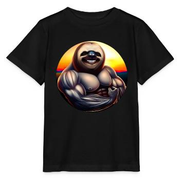 Muscular sloth in sunset - Stanley/Stella MINI CREATOR Kids’ T-Shirt - black - Front - Mikhail (115cm)