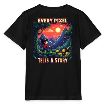Chaque pixel raconte une histoire - Retro Gaming - T-shirt bio MINI CREATOR Stanley/Stella Enfant - noir - Devant - Mikhail (115cm)
