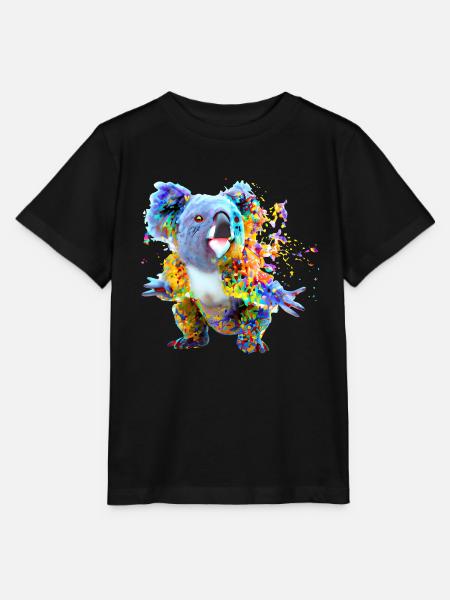 Koala in Farbexplosion - Stanley/Stella Kinder T-Shirt MINI CREATOR  - Schwarz