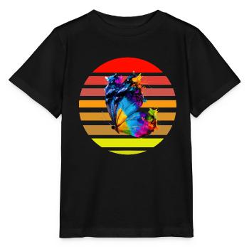 Schmetterling mit Farbklecksen - Stanley/Stella Kinder T-Shirt MINI CREATOR  - Schwarz - Vorne - Mikhail (115cm)
