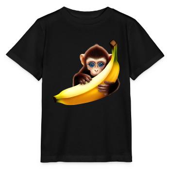 Banane à cache-cache de singe - T-shirt bio MINI CREATOR Stanley/Stella Enfant - noir - Devant - Mikhail (115cm)