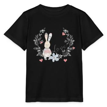fleurs de lapin | coeurs lapin | saint valentin - T-shirt bio MINI CREATOR Stanley/Stella Enfant - noir - Devant - Mikhail (115cm)