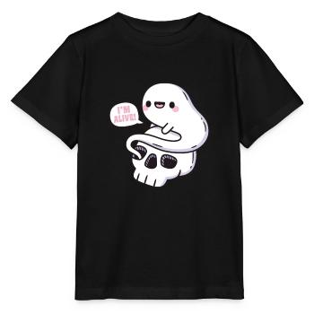 Cute Ghost And Skull Im Alive Funny - Stanley/Stella MINI CREATOR Kids’ T-Shirt - black - Front - Mikhail (115cm)