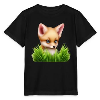 Fox in the tall grass - Stanley/Stella MINI CREATOR Kids’ T-Shirt - black - Front - Mikhail (115cm)