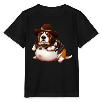 Gros Beagle Cowboy - T-shirt bio MINI CREATOR Stanley/Stella Enfant - noir - Devant - Mikhail (115cm)
