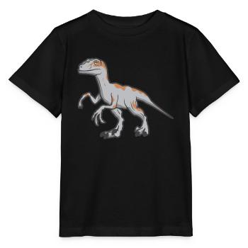 Cadeau dinosaure Velociraptor Raptor Dino - T-shirt bio MINI CREATOR Stanley/Stella Enfant - noir - Devant - Mikhail (115cm)