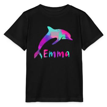 emma, dolphin, font, pink, art - Stanley/Stella MINI CREATOR Kids’ T-Shirt - black - Front - Mikhail (115cm)