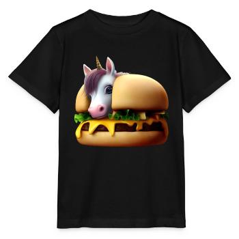 Einhorn Cheeseburger - Stanley/Stella Kinder T-Shirt MINI CREATOR  - Schwarz - Vorne - Mikhail (115cm)