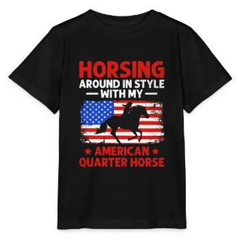 American Quarter Horse Equestrian Horse Lover Hors - T-shirt bio MINI CREATOR Stanley/Stella Enfant - noir - Devant - Mikhail (115cm)