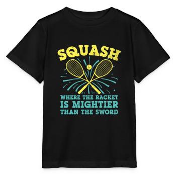 Squashspieler Squash-Tennisspieler Raquetball-Spor - Stanley/Stella Kinder T-Shirt MINI CREATOR  - Schwarz - Vorne - Mikhail (115cm)
