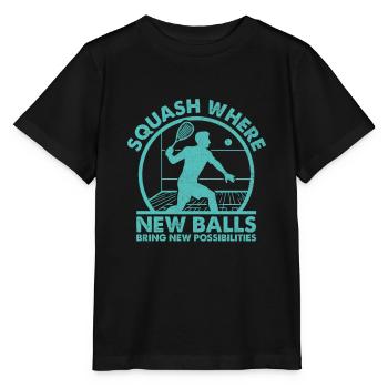 Squashspieler Squash Tennisspieler Raquetball Spor - Stanley/Stella Kinder T-Shirt MINI CREATOR  - Schwarz - Vorne - Mikhail (115cm)