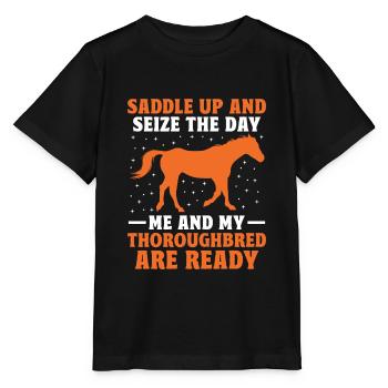 Courses de chevaux pur-sang Équitation Chevaux équestres - T-shirt bio MINI CREATOR Stanley/Stella Enfant - noir - Devant - Mikhail (115cm)