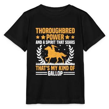Vollblut Pferderennen Reiten Reiterpferde - Stanley/Stella Kinder T-Shirt MINI CREATOR  - Schwarz - Vorne - Mikhail (115cm)
