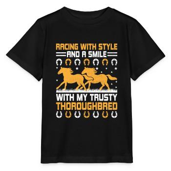 Courses de chevaux pur-sang Équitation Chevaux équestres - T-shirt bio MINI CREATOR Stanley/Stella Enfant - noir - Devant - Mikhail (115cm)