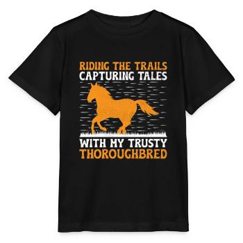 Vollblut Pferderennen Reiten Reiterpferde - Stanley/Stella Kinder T-Shirt MINI CREATOR  - Schwarz - Vorne - Mikhail (115cm)