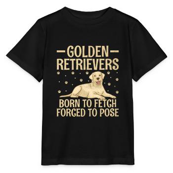 Golden Retriever, die zum Apportieren geboren wurden, gezwungen, GR zu posieren - Stanley/Stella Kinder T-Shirt MINI CREATOR  - Schwarz - Vorne - Mikhail (115cm)