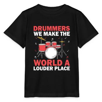 Trommler Wir machen die Welt zu einem lauteren Ort Schlagzeuger - Stanley/Stella Kinder T-Shirt MINI CREATOR  - Schwarz - Vorne - Mikhail (115cm)