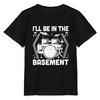 I'll Be In The Basement Drumming Drum Drummer - Stanley/Stella MINI CREATOR Kids’ T-Shirt - black - Front - Mikhail (115cm)