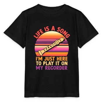 Life Is A Song I’m Just Here To Play It On My Reco - T-shirt bio MINI CREATOR Stanley/Stella Enfant - noir - Devant - Mikhail (115cm)