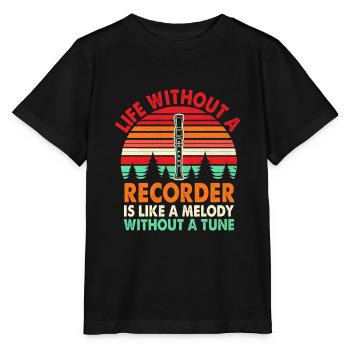 Das Leben ohne Blockflöte ist wie eine Melodie ohne Blockflöte - Stanley/Stella Kinder T-Shirt MINI CREATOR  - Schwarz - Vorne - Mikhail (115cm)