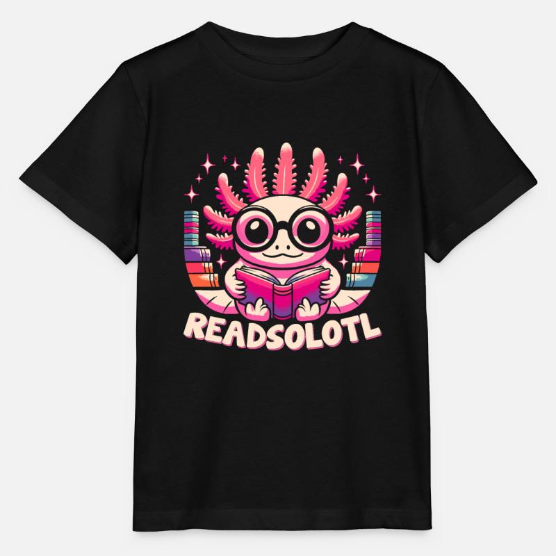 Readsolotl Axolotl Buch Bücher lesen Bücherwurm - Stanley/Stella Kinder T-Shirt MINI CREATOR  - Schwarz