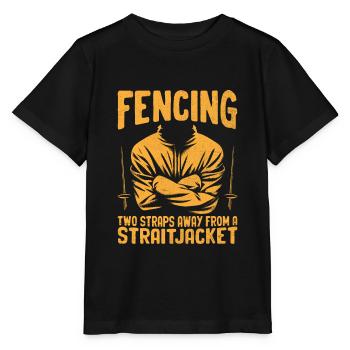 Escrime à deux sangles d’un escrimeur en camisole de force - T-shirt bio MINI CREATOR Stanley/Stella Enfant - noir - Devant - Mikhail (115cm)