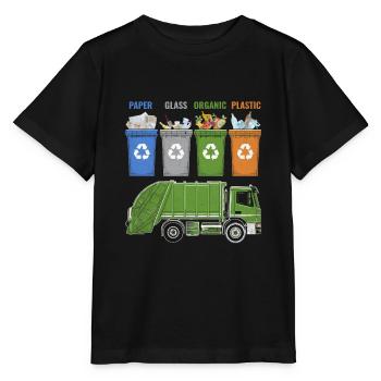 Recycling Trash Garbage Truck Trash Collector - Stanley/Stella MINI CREATOR Kids’ T-Shirt - black - Front - Mikhail (115cm)
