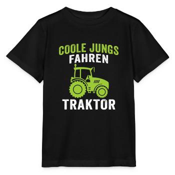 Coole jungs fahren traktor trecker junge t-shirt - Stanley/Stella Kinder T-Shirt MINI CREATOR  - Schwarz - Vorne - Mikhail (115cm)