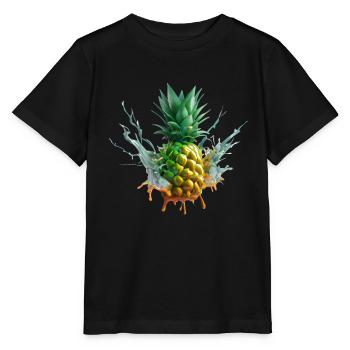 Farbenfrohe Ananas - Stanley/Stella Kinder T-Shirt MINI CREATOR  - Schwarz - Vorne - Mikhail (115cm)