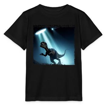 UFO trifft auf Dinosaurier - Stanley/Stella Kinder T-Shirt MINI CREATOR  - Schwarz - Vorne - Mikhail (115cm)