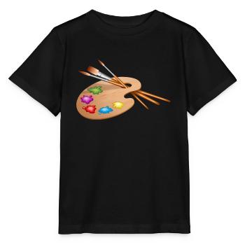 maler painter pinsel paint farbe artist color colo - Stanley/Stella Kinder T-Shirt MINI CREATOR  - Schwarz - Vorne - Mikhail (115cm)