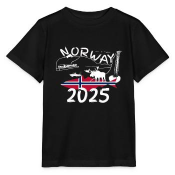 Norvège 2025 Goberge avec montagnes et pêche à l’orignal - T-shirt bio MINI CREATOR Stanley/Stella Enfant - noir - Devant - Mikhail (115cm)